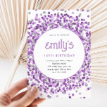 Paarse Glitter Confetti Speelse Verjaardag Kaart<br><div class="desc">Deze leuke confetti glitter verjaardagsfeestuitnodiging heeft faux gold sparkly glitter en uw aangepaste tekst. Extra opties voor tekst en lay-out zijn beschikbaar als u ervoor kiest om verder aan te passen.</div>