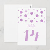 Paarse Glitter Confetti Table Number Briefkaart (Voorkant / Achterkant)