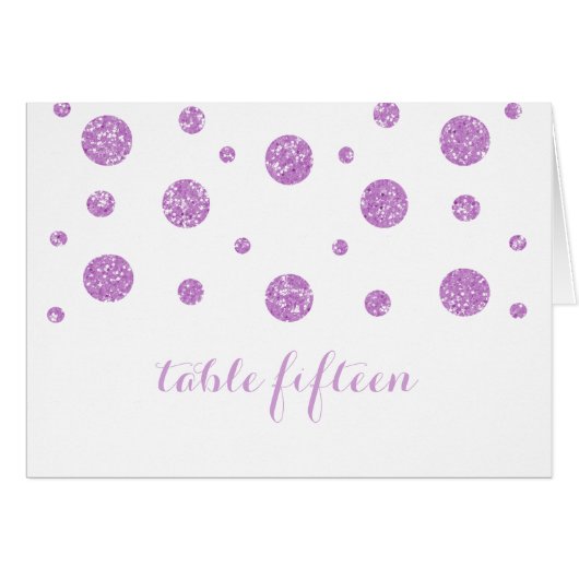 Paarse Glitter Confetti Table Number Kaart (Voorkant Horizontaal)