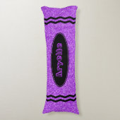 Paarse Glitter Crayon Aangepaste Naam Lichaam Pill Lichaamskussen (Voorkant Verticaal)