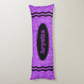 Paarse Glitter Crayon Aangepaste Naam Lichaam Pill Lichaamskussen (Achterkant (Verticaal))