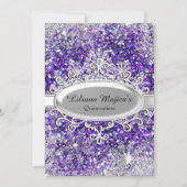 Paarse Glitter Crystal Snowflake Quinceanera Kaart (Voorkant)