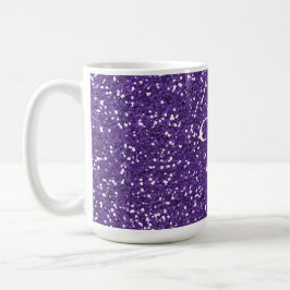 Paarse Glitter Custom Monogramma Koffiemok