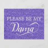 Paarse Glitter Dama Quinceanera Dama Voorstel Uitnodiging Briefkaart (Voorkant)