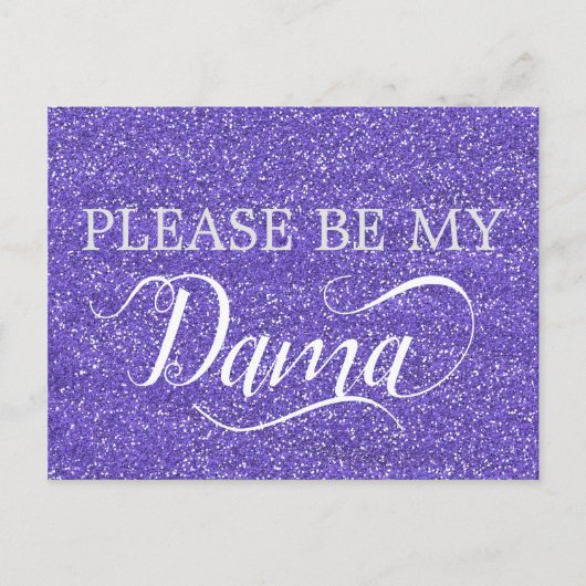 Paarse Glitter Dama Quinceanera Dama Voorstel Uitnodiging Briefkaart (Voorkant)