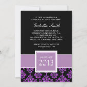 Paarse GLITTER DAMASK AFSTUDEERDER FOTO Kaart (Achterkant)