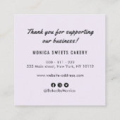 paarse glitter dank u invoegen vierkante visitekaartje (Achterkant)