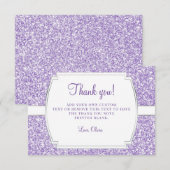 Paarse Glitter Dank u wel kaarten (Voorkant / Achterkant)