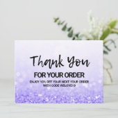 Paarse glitter Dank u wel Media invoegen Bedankkaart (Staand voorkant)