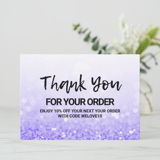 Paarse glitter Dank u wel Media invoegen Bedankkaart (Staand voorkant)