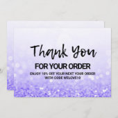 Paarse glitter Dank u wel Media invoegen Bedankkaart (Voorkant / Achterkant)