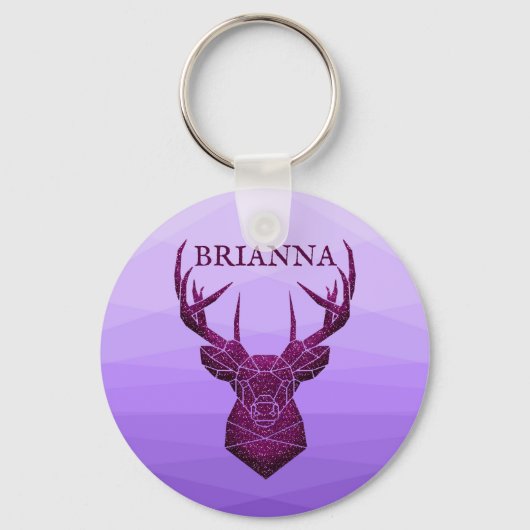 Paarse Glitter Deer Sleutelhanger (Voorkant)