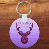 Paarse Glitter Deer Sleutelhanger (Voorkant)