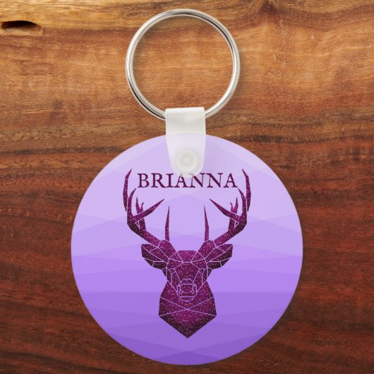 Paarse Glitter Deer Sleutelhanger (Voorkant)