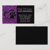 Paarse Glitter Design Dog Pet Grooming Service Visitekaartje (Voorkant / Achterkant)