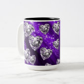 Paarse Glitter Diamanten Harten Mok (Voorkant links)