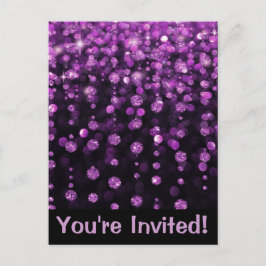 Paarse Glitter Diamanten Uitnodiging Briefkaart