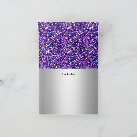 Paarse Glitter & Diamond Tiara bedankkaart (Binnen)