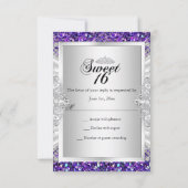 Paarse Glitter Diamond Tiara Sweet 16 RSVP 2 (Achterkant)