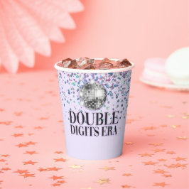 Paarse Glitter Disco Dubbele cijfers Era Verjaarda Papieren Bekers