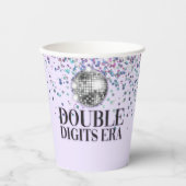 Paarse Glitter Disco Dubbele cijfers Era Verjaarda Papieren Bekers (Voorkant)