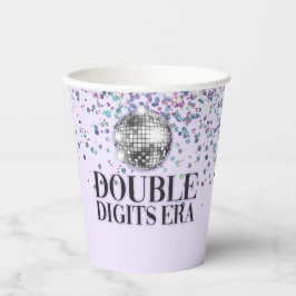 Paarse Glitter Disco Dubbele cijfers Era Verjaarda Papieren Bekers