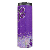 Paarse Glitter Dog Paw Prints Thermosbeker (Achterkant)