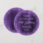 Paarse Glitter Donkere Violet Folie 40e verjaardag Kaart (Voorkant / Achterkant)