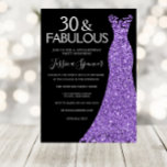 Paarse Glitter Dress Black 30th Birthday Party Kaart<br><div class="desc">Paarse Glitter Dress Womans 30th Birthday Party Black Uitnodiging Bekijk overeenkomende objecten in Niche en Nest Store</div>