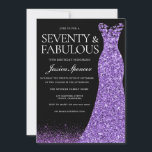 Paarse Glitter Dress Gown 70th Birthday Party Kaart<br><div class="desc">Paarse Glitter Dress gaat 70th Birthday Party Invitation Variations to the uitnodiging and matching items in onze winkel aan</div>