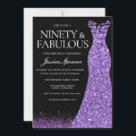 Paarse Glitter Dress Gown 90th Birthday Party Kaart<br><div class="desc">De Paarse Uitnodiging van de Partij van de Dress van Glitter ging 90th Birthday Ook beschikbaar als digitale download Variaties aan de uitnodiging en de passende punten in onze opslag</div>
