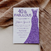 Paarse Glitter Dress Vrouwen 40e verjaardag Kaart