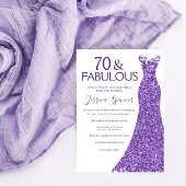 Paarse Glitter Dress Vrouwen 70e verjaardag Kaart