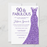 Paarse Glitter Dress Vrouwen 90th Birthday Party Kaart<br><div class="desc">Paarse Glitter Dress Vrouwen 90th Birthday Party Invitation Bekijk overeenkomende objecten in Niche en Nest Store</div>