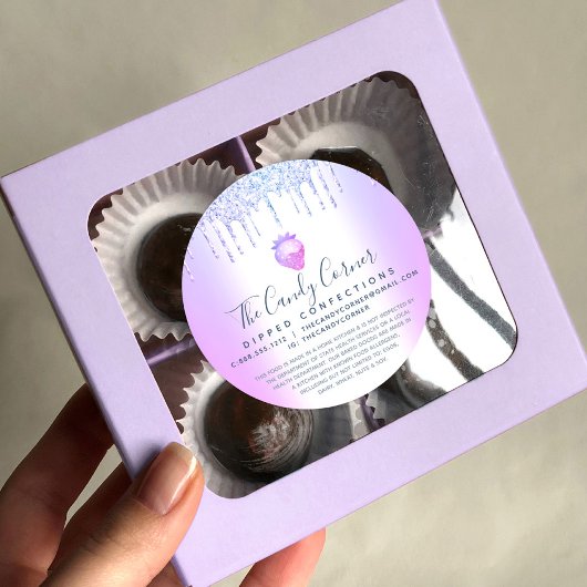 Paarse glitter-drift aardbeienbeslag legaal ronde sticker