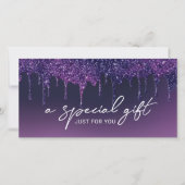 Paarse Glitter Drift Salon Spa Cadeaubonnen (Voorkant)