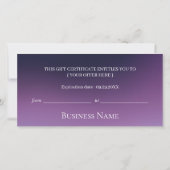 Paarse Glitter Drift Salon Spa Cadeaubonnen (Achterkant)