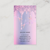 Paarse glitter drijft holografisch schaar haar afsprakenkaartje (Achterkant)