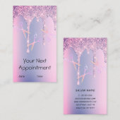 Paarse glitter drijft holografisch schaar haar afsprakenkaartje (Voorkant / Achterkant)