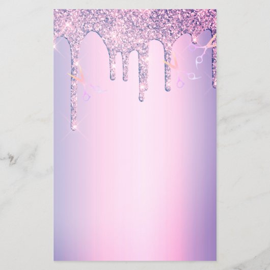 Paarse glitter drijft holografisch schaar haar flyer (Achterkant)