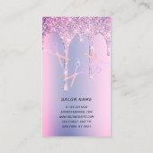 Paarse glitter drijft holografisch schaar haar visitekaartje (Achterkant)