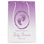Paarse Glitter Drip Baby shower Gift Bag Medium Cadeauzakje (Voorkant)