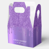 Paarse Glitter Drip Bruiloft Bedankdoosjes (Geopend)