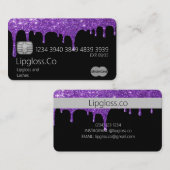 Paarse Glitter Drip Credit Kaart Visitekaartje (Voorkant / Achterkant)
