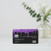 Paarse Glitter Drip Credit Kaart Visitekaartje (Staand voorkant)