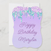 PAARSE GLITTER DRIP ELEGANT BIRTHDAY INVITATION KAART (Achterkant)