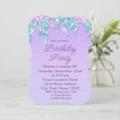 PAARSE GLITTER DRIP ELEGANT BIRTHDAY INVITATION KAART (Staand voorkant)
