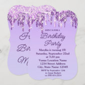 PAARSE GLITTER DRIP ELEGANT BIRTHDAY INVITATION KAART (Voorkant / Achterkant)