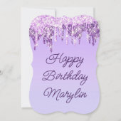 PAARSE GLITTER DRIP ELEGANT BIRTHDAY INVITATION KAART (Achterkant)