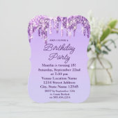 PAARSE GLITTER DRIP ELEGANT BIRTHDAY INVITATION KAART (Staand voorkant)